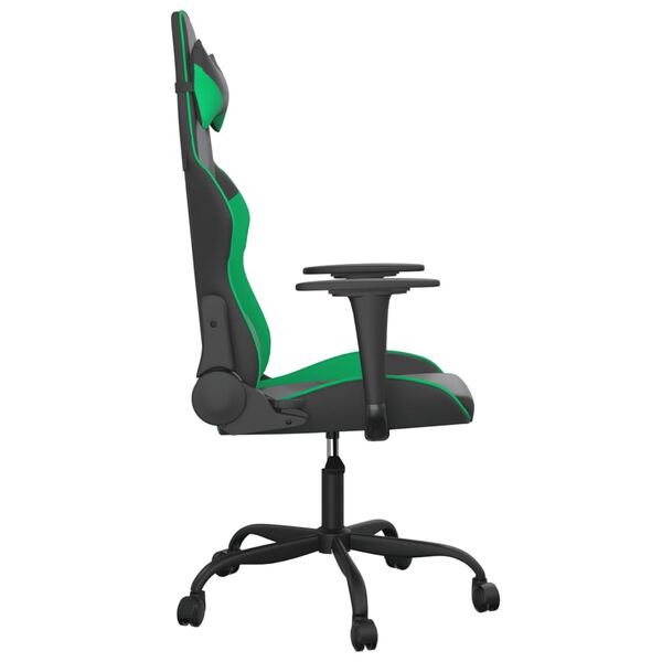 vidaXL Chaise de jeu de massage Noir et vert Similicuir