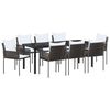 vidaXL Ensemble de salle &agrave; manger pour jardin 9 pcs Marron et Noir