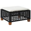 vidaXL Tabouret de jardin et coussin noir 63,5x56x32 cm résine tressée