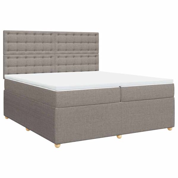 vidaXL Sommier &agrave; lattes de lit avec matelas Taupe 200x200 cm Tissu