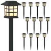 vidaXL Lampes solaires ext&eacute;rieures avec pique de sol 12 pc Blanc chaud