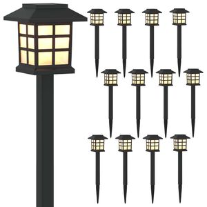vidaXL Lampes solaires ext&eacute;rieures avec pique de sol 12 pc Blanc chaud