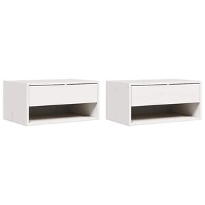 vidaXL Table de chevet 2 pc Blanc 50 x 32,5 x 24 cm Bois massif en pin