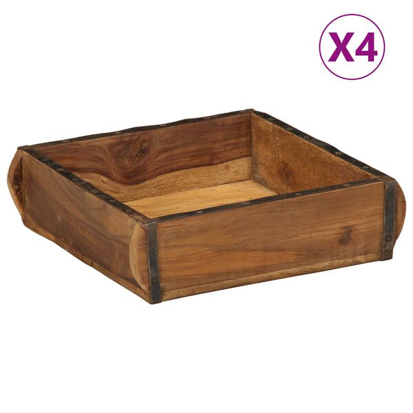 vidaXL Plateau 4 pcs Marron 29 x 31 x 10 cm Bois Recycl&eacute; Solide