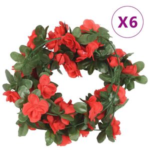 vidaXL Guirlandes de fleurs 6 pcs rouge 250 cm