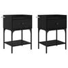 vidaXL Table de chevet avec tiroir 2 pcs Ch&ecirc;ne noir 40 x 29 x 60 cm