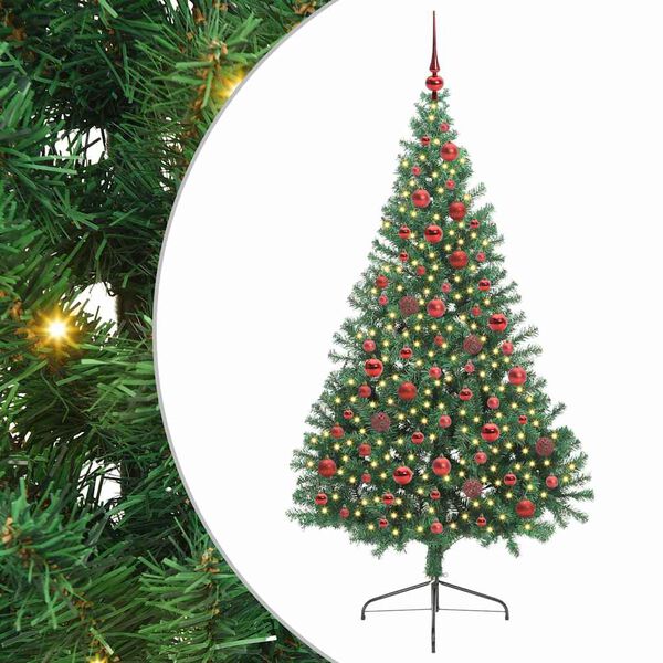 vidaXL Sapin de No&euml;l artificiel pr&eacute;-&eacute;clair&eacute; Vert 180 cm PVC
