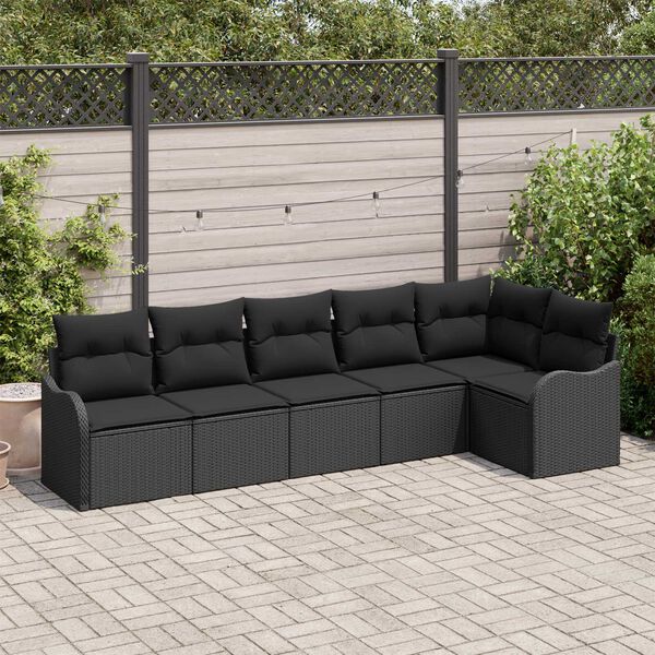 vidaXL Ensemble de canap&eacute; de jardin avec stockage 6 pcs Noir polyrotin