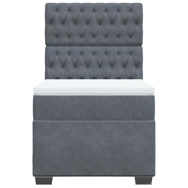 vidaXL Sommier à lattes de lit et matelas Gris foncé 90x200 cm Velours
