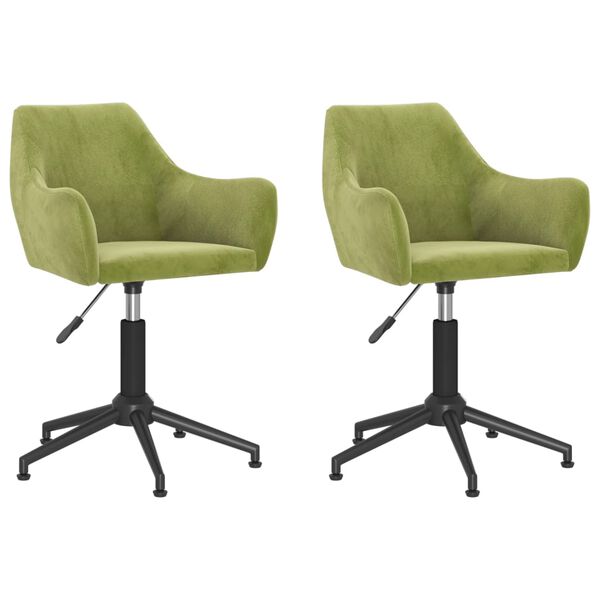 vidaXL Chaises pivotantes &agrave; manger lot de 2 vert clair velours