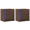 vidaXL Armoires de chevet et lumi&egrave;res LED 2 pcs ch&ecirc;ne marron