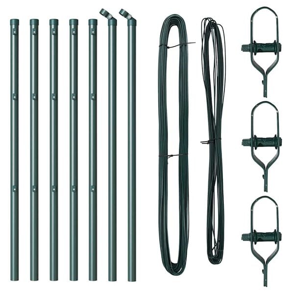 vidaXL Poteau de cl&ocirc;ture. 7 pcs Vert Acier
