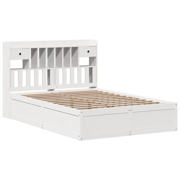 vidaXL Cadre de lit sans matelas blanc 140x190 cm bois de pin massif