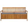 vidaXL Banc de rangement de jardin avec coussin 170 cm Bois d'acacia