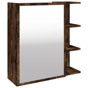vidaXL Armoire &agrave; miroir de salle de bain Ch&ecirc;ne fum&eacute; 62,5x20,5x64 cm