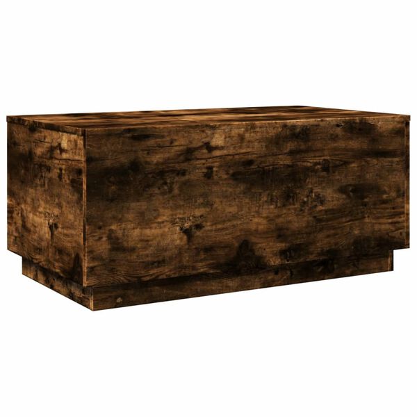 vidaXL Table basse avec lumi&egrave;res LED ch&ecirc;ne fum&eacute; 90x50x40 cm