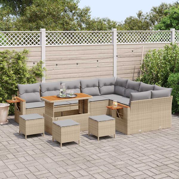 vidaXL Ensemble de canap&eacute; de jardin 14 pcs Beige et Gris clair