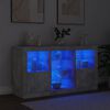 vidaXL Buffet avec lumières LED gris béton 123x37x67 cm