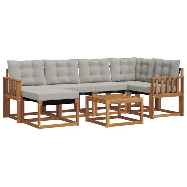 vidaXL Ensemble de canap&eacute;s d'ext&eacute;rieur 7 pcs Gris Naturel et Clair