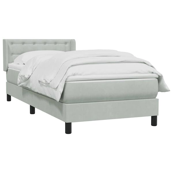 vidaXL Sommier &agrave; lattes de lit et matelas gris clair 80x210 cm velours