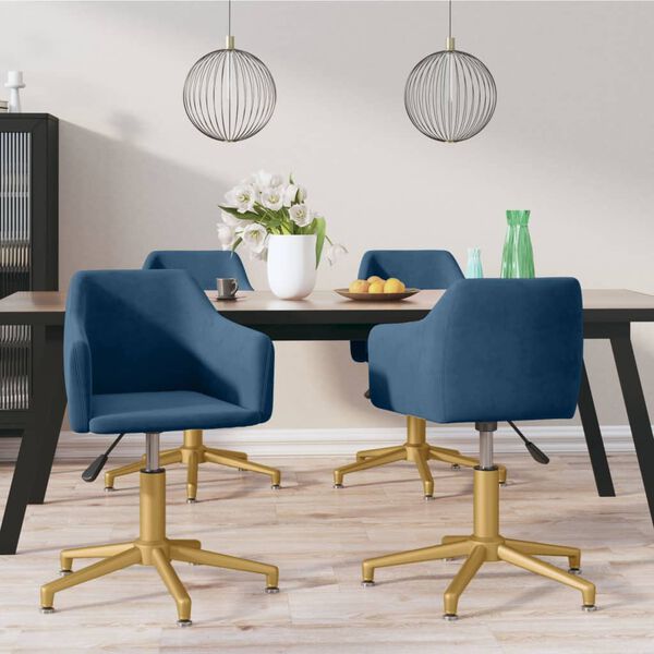 vidaXL Chaises pivotantes &agrave; manger lot de 4 Bleu Velours