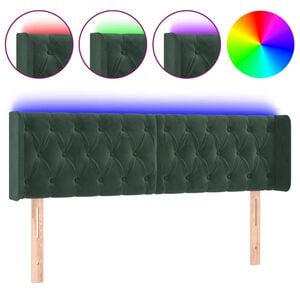 vidaXL T&ecirc;te de lit &agrave; LED Vert fonc&eacute; 163x16x78/88 cm Velours