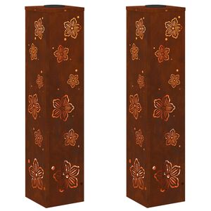 vidaXL Lumi&egrave;re de chemin LED solaire 2 pc Blanc chaud 18 x 18 x 80 cm
