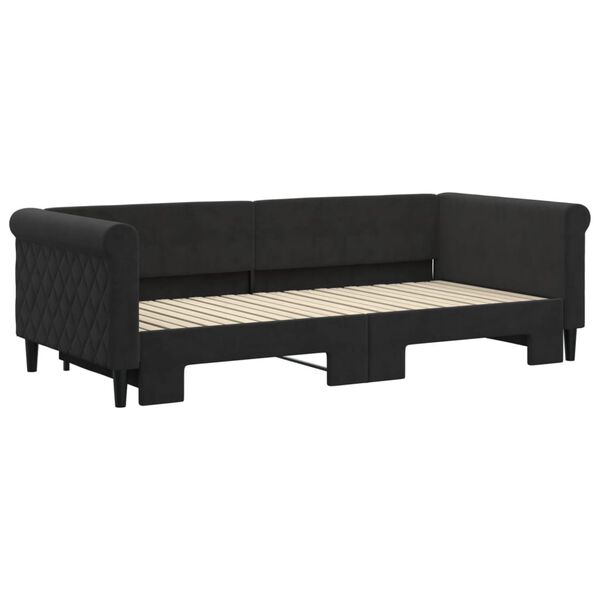 vidaXL Lit de jour avec gigogne sans matelas noir 90x200 cm