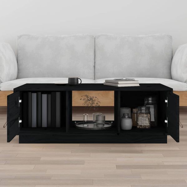 vidaXL Table basse Noir 100x50x35 cm Bois massif de pin