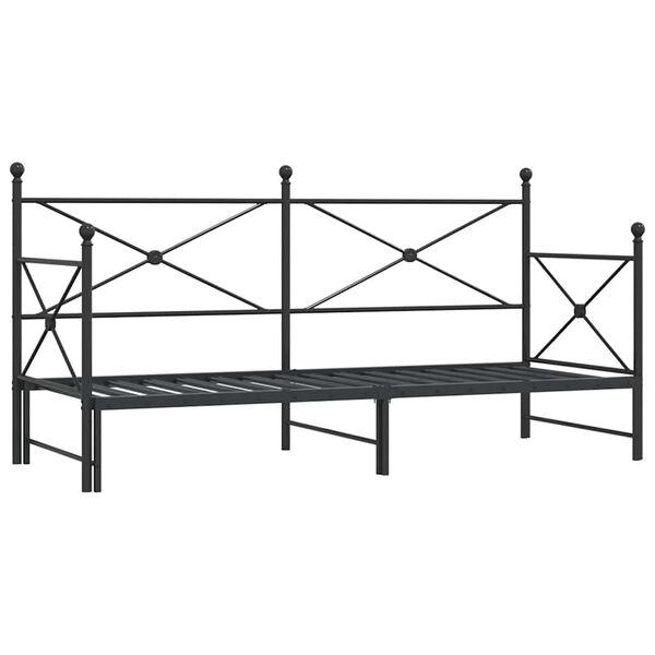 vidaXL Lit de jour avec gigogne sans matelas noir 75x190 cm