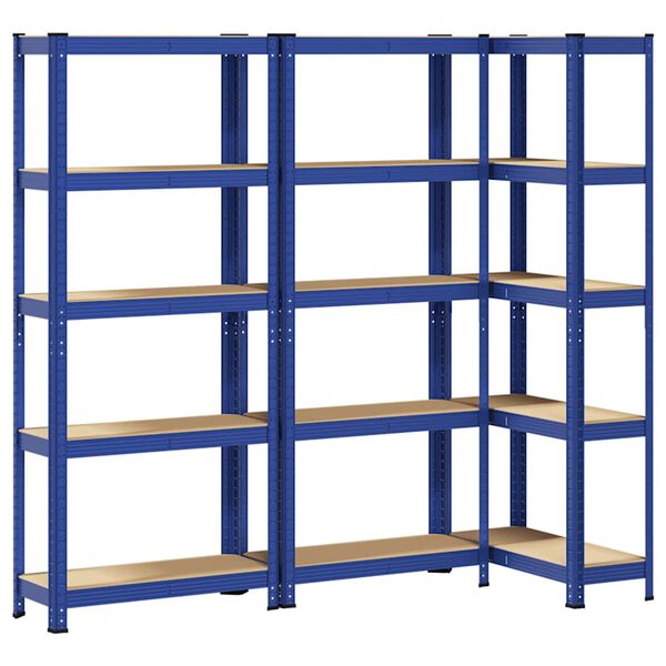 vidaXL &Eacute;tag&egrave;res de rangement &agrave; 5 niveaux 3 pcs Bleu
