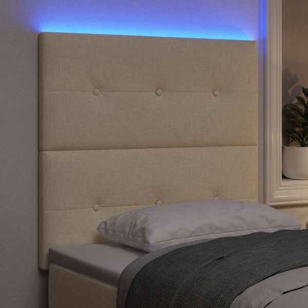 vidaXL T&ecirc;te de lit LED avec des lumi&egrave;res &agrave; LED Cr&egrave;me 90 cm Polyester