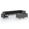 vidaXL Salon de jardin 9 pcs avec coussins R&eacute;sine tress&eacute;e Gris fonc&eacute;