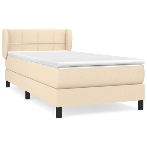 vidaXL Sommier &agrave; lattes de lit avec matelas Cr&egrave;me 90x200 cm Tissu