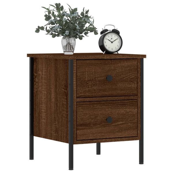 vidaXL Tables de chevet 2pcs chêne marron 40x42x50cm bois d'ingénierie