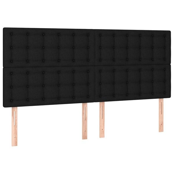 vidaXL T&ecirc;te de lit Noir 200x5x118/128 cm Tissu