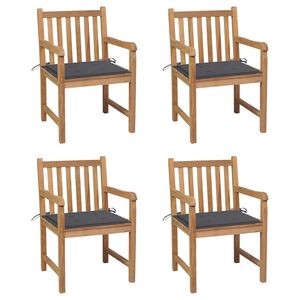 vidaXL Chaises de jardin lot de 4 avec coussins anthracite Teck solide