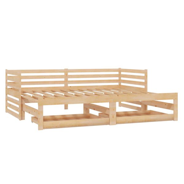 vidaXL Lit coulissant sans matelas 2x(90x200) cm Bois de pin massif