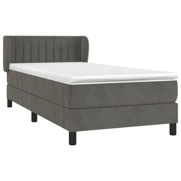 vidaXL Sommier à lattes de lit et matelas Gris foncé 90x200 cm Velours