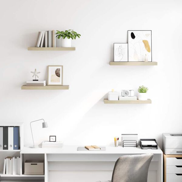 vidaXL &Eacute;tag&egrave;res murales flottantes 4 pcs ch&ecirc;ne 60x23,5x3,8 cm MDF