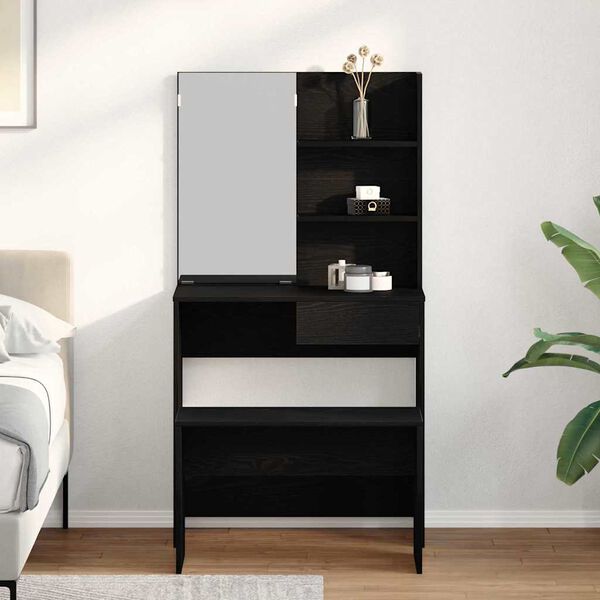 vidaXL Ensemble de Coiffeuse 2 pcs Chêne noir Bois d'ingénierie