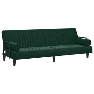 vidaXL Canap&eacute;-lit avec accoudoirs vert fonc&eacute; velours