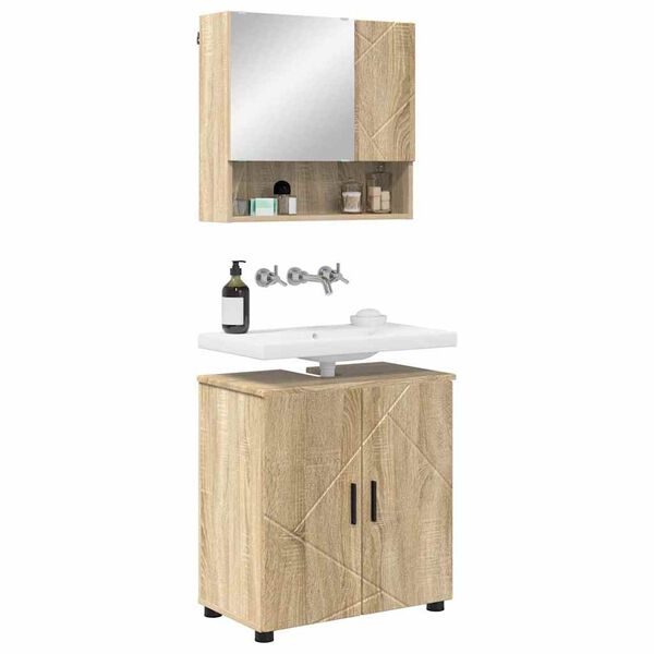 vidaXL Ensemble de mobilier de salle de bain 2 pcs Ch&ecirc;ne Sonoma
