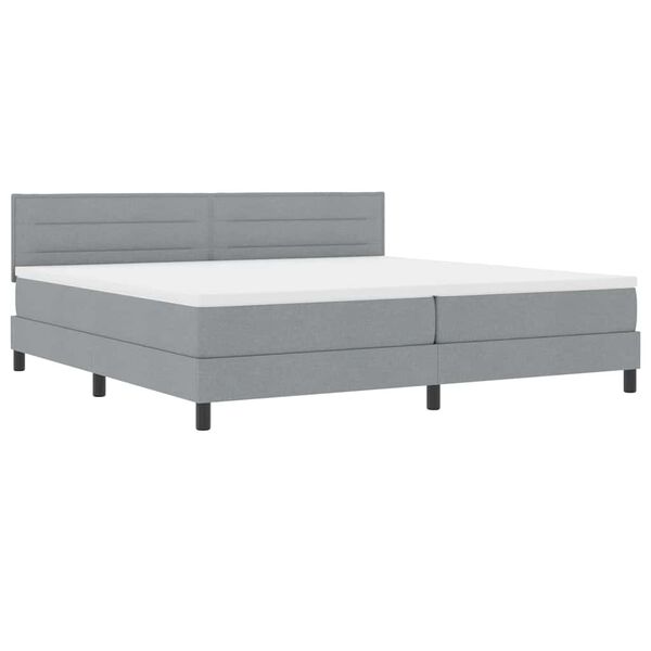 vidaXL Lit &agrave; ressorts avec matelas Gris clair 200 x 200 cm tissu