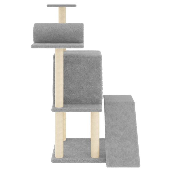 vidaXL Arbre &agrave; chat avec griffoirs en sisal gris clair 110,5 cm