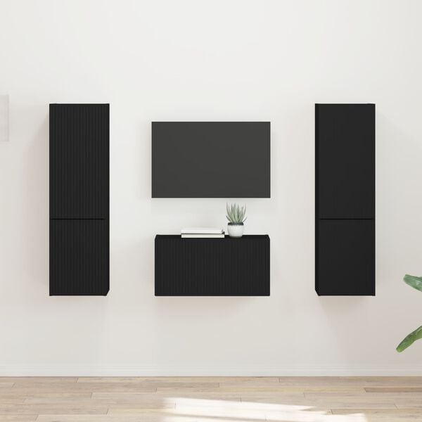 vidaXL Ensemble meuble TV 5 pcs Noir Bois d'ing&eacute;nierie