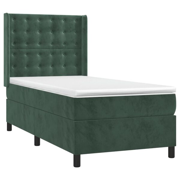 vidaXL Sommier &agrave; lattes de lit avec matelas Vert fonc&eacute; 90x200 cm