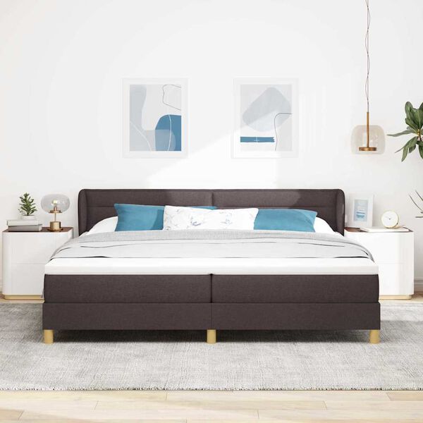 vidaXL Lit &agrave; ressorts avec matelas Marron fonc&eacute; 200 x 200 cm tissu