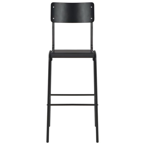 vidaXL Chaises de bar lot de 6 noir contreplaqué solide et acier