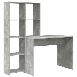 vidaXL Bureau Gris b&eacute;ton 138,5 x 55 x 143 cm Bois d'ing&eacute;nierie